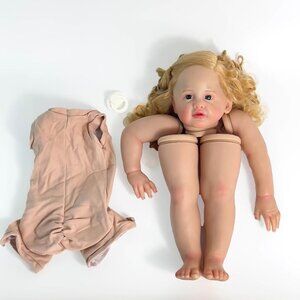 New Reborn Baby Doll 24" Rooted Blond Curly Hair Already Painted Kits Realistic